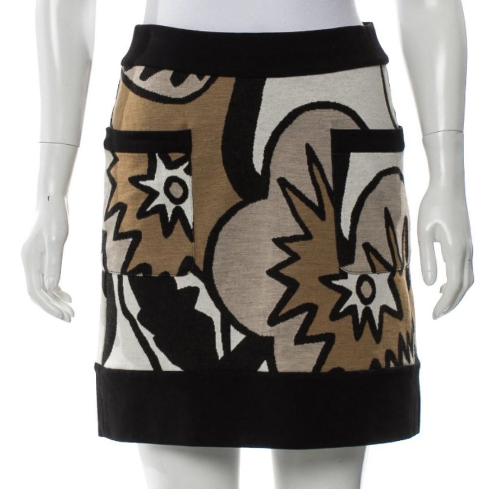 DVF Diane Von Furstenberg Knit Printed Mini Skirt